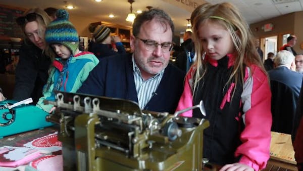 Kids find love for vintage typewriters for Valentine's Day
