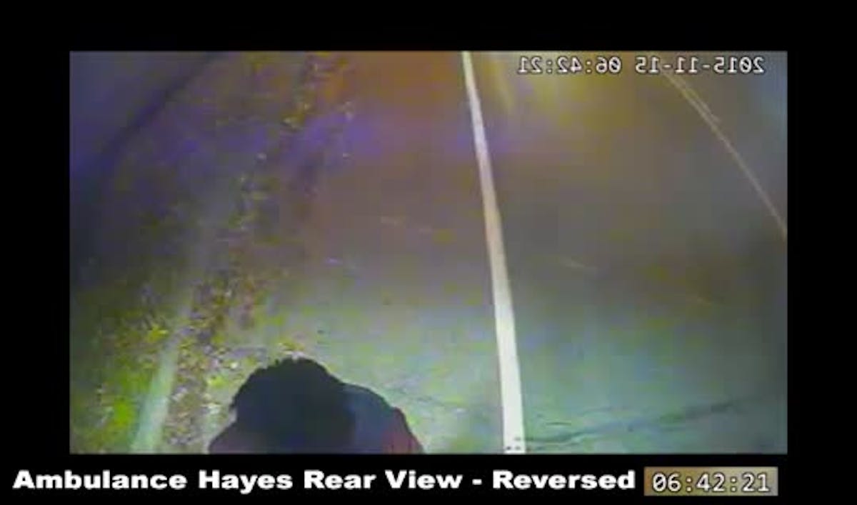 Jamar Clark evidence: Ambulance Hayes Rear View - Reversed 2