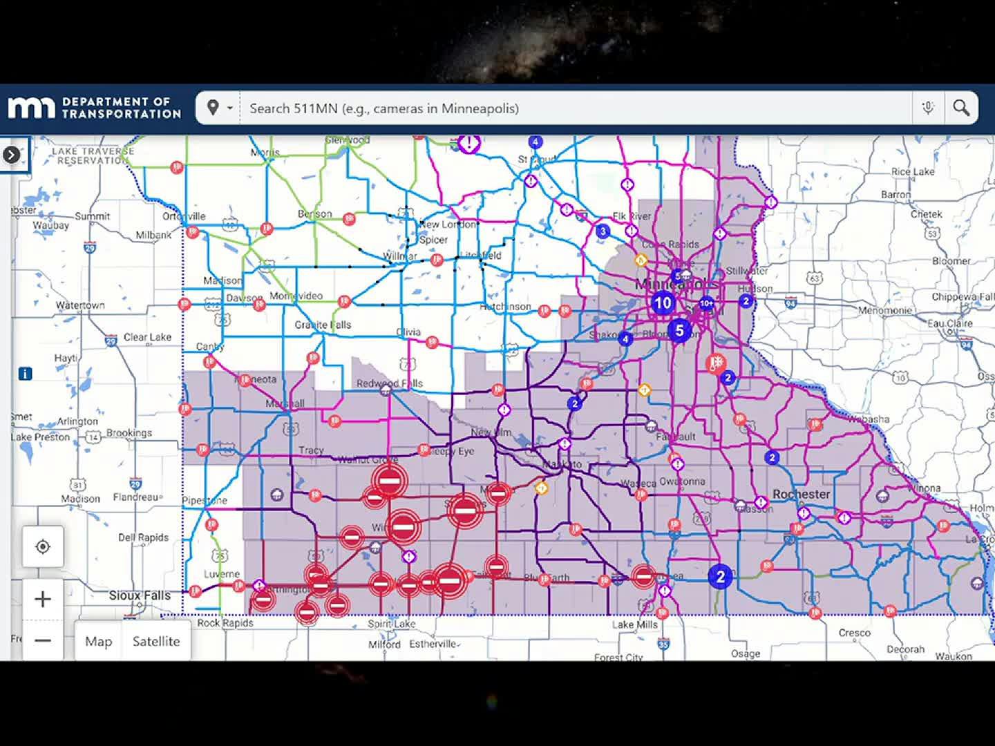 Travel conditions slowly improve today as snow tapers and winds ease - shot at 60F by Tuesday of next week