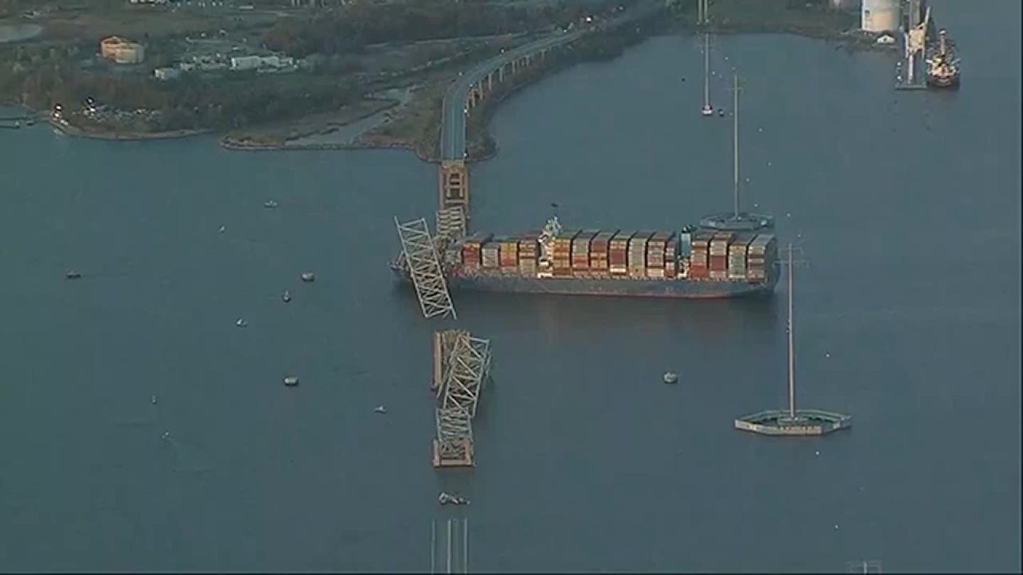 Cargo ship hits major Baltimore bridge causing 'catastrophic' collapse