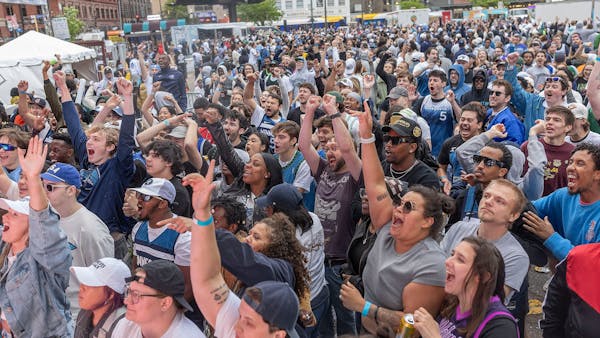 Wolves fans pack Minneapolis block party to cheer on the team