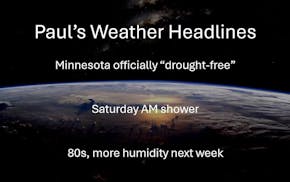 Most of the weekend looks dry after a Saturday morning shower in some towns, comfortable with daytime highs in the 70s (but 60s up north on Sunday). A