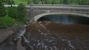 Rain in Duluth causes flooding runoff and high tides on Lake Superior