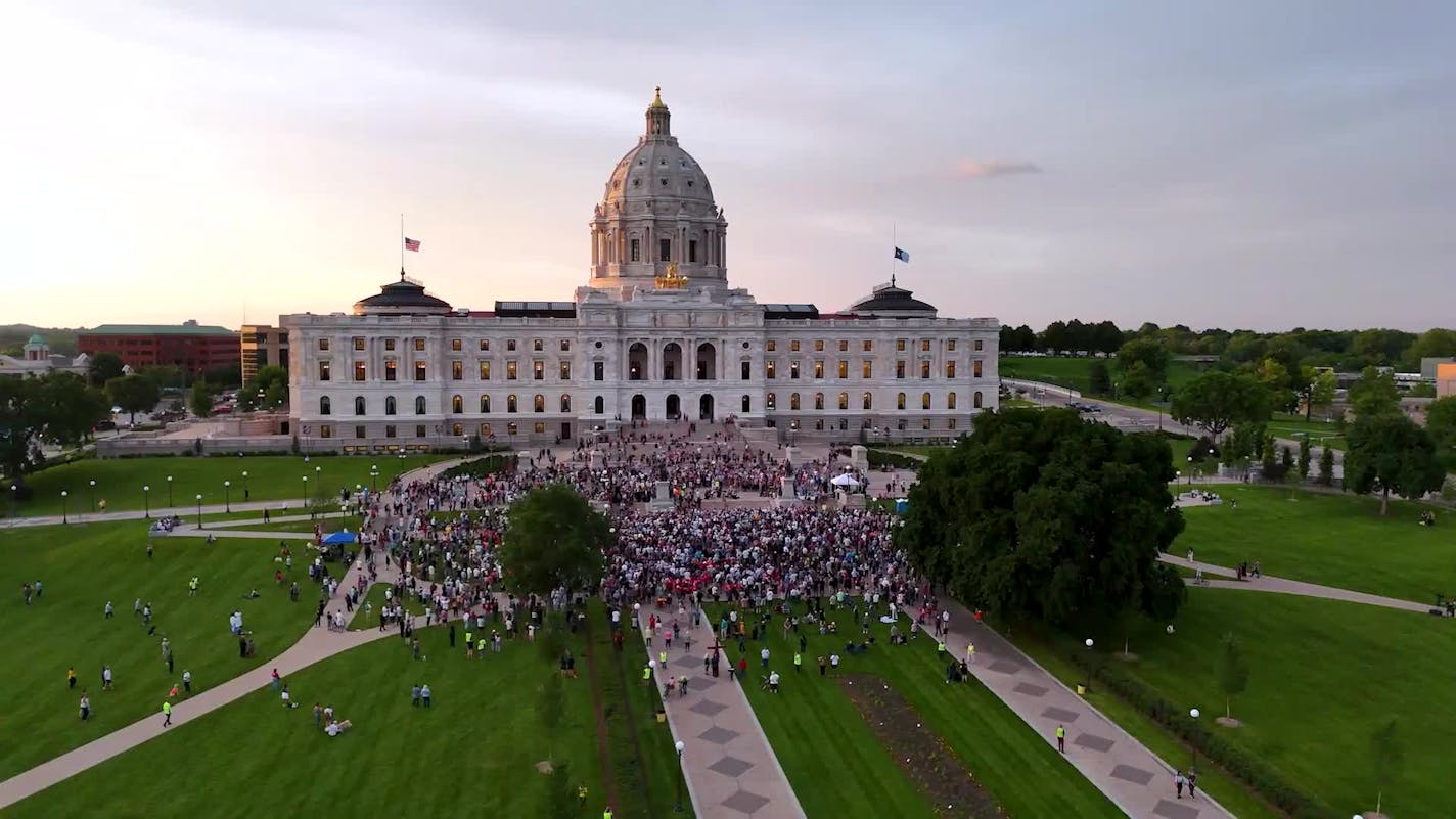 Scenes from the June 18, 2025 vigil at the MN State Capitol honoring Melissa and Mark Hortman