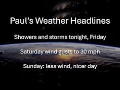 Our pleasant window of dry weather is coming to an end with showers and T-storms in the forecast tonight and Friday, followed by a dry weekend that wi