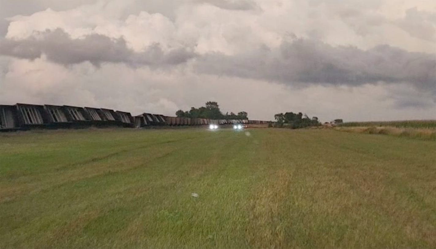 High winds derail more than 40 train cars in North Dakota