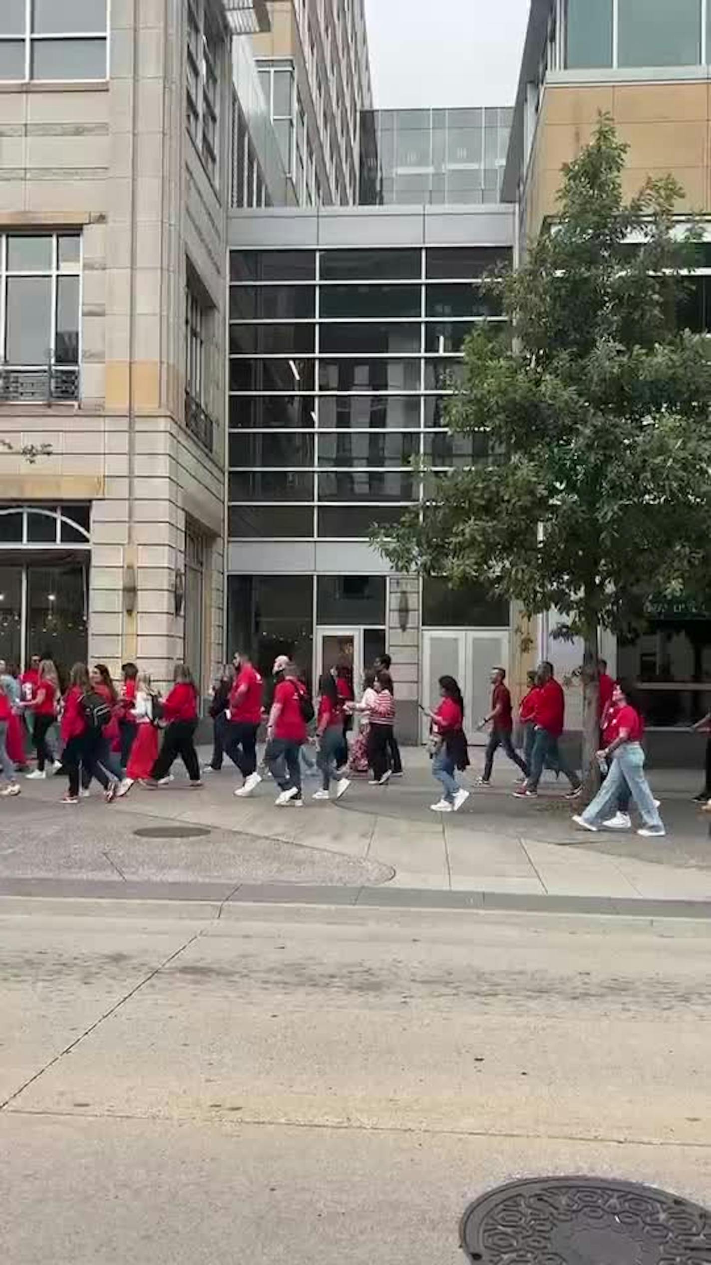 Target employees flood Nicollet Mall at 12:30 p.m. for lunch during Target Together