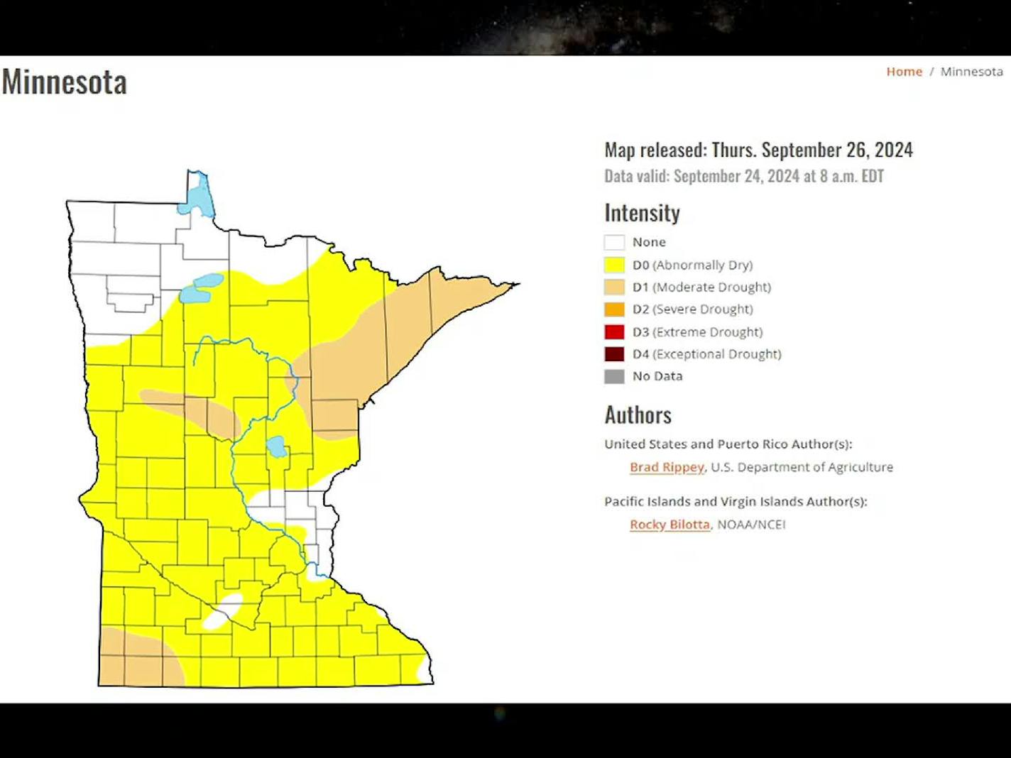 Near record warmth - drought returns to Minnesota while southeast US battered by "Helene"