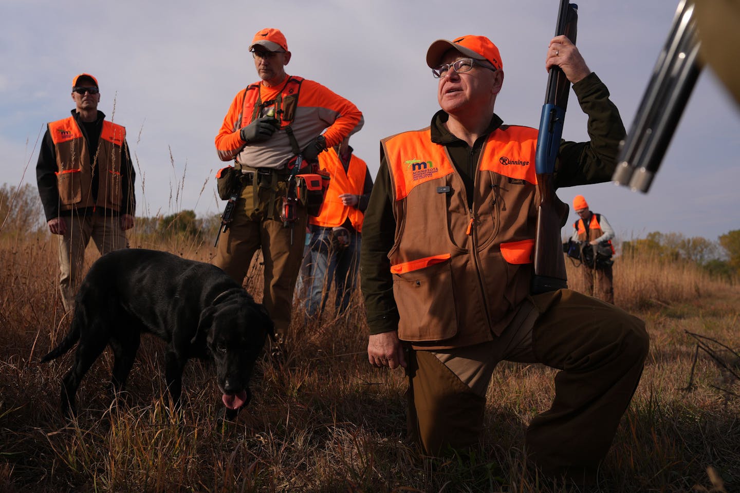 The vice presidential candidate took part in the governor's opener near Sleepy Eye. He didn't take a shot during the two-hour hunt.