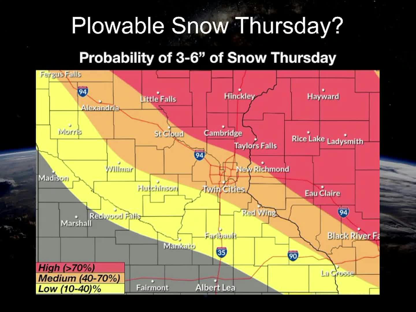 Plowable snow likely Thursday with 2-6" - heaviest amounts along and north of I-94